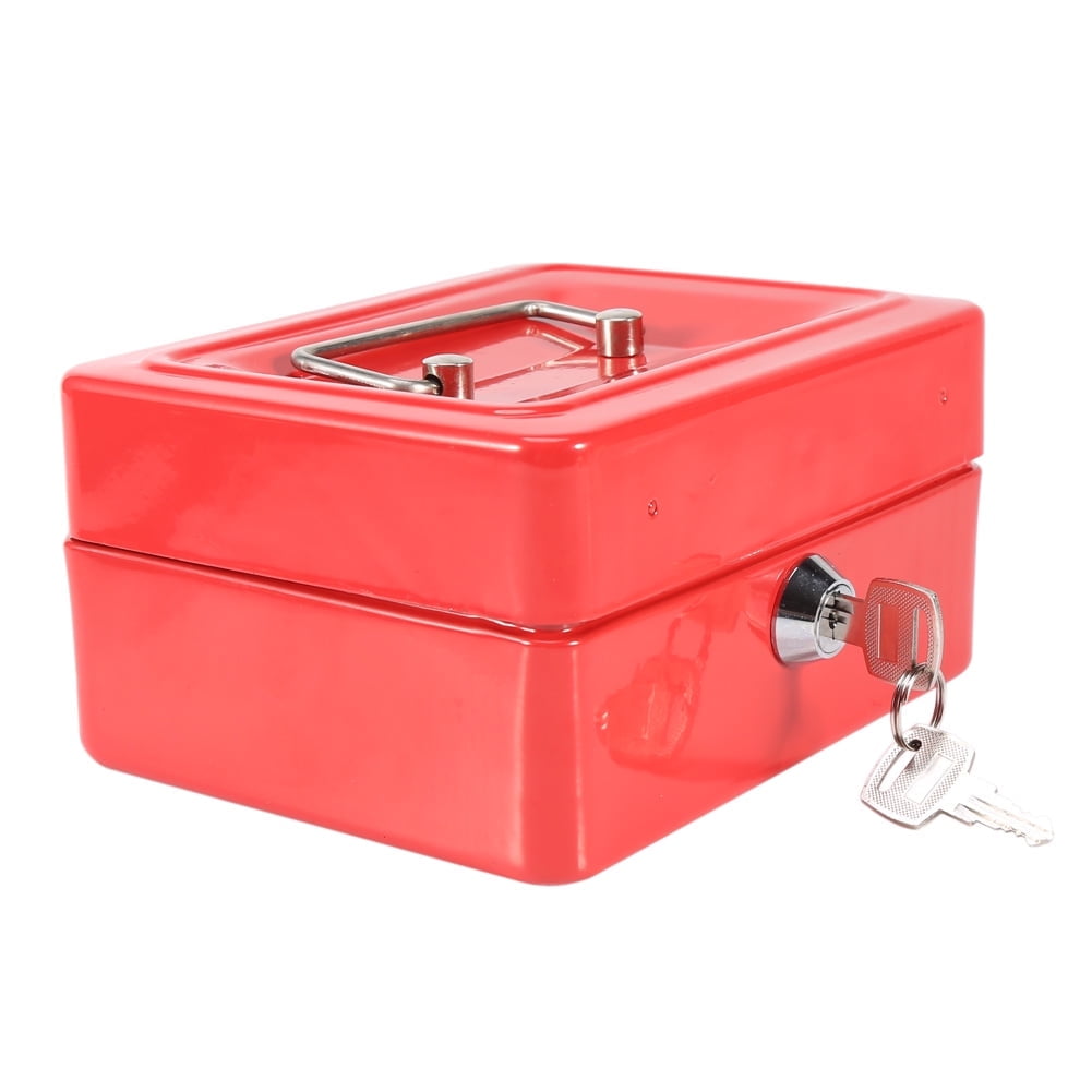 Eotvia Sturdy Security Box with Key Lock, 5.91" x 4.72" x 3.15", Red