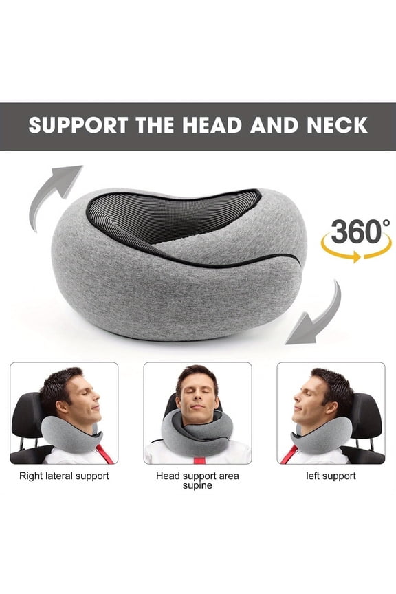 Multipurpose Adult Irregular Shape Memory Foam Gray Chin Support Travel Pillow,Lightweight and Portable, 1 Pack,