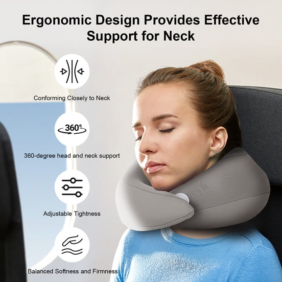 Eoumupi Neck Support Memory Foam Travel Neck Pillow, Blue, 1 Count