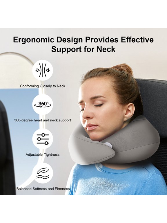 Neck Support Memory Foam Travel Neck Pillow, Blue, 1 Count