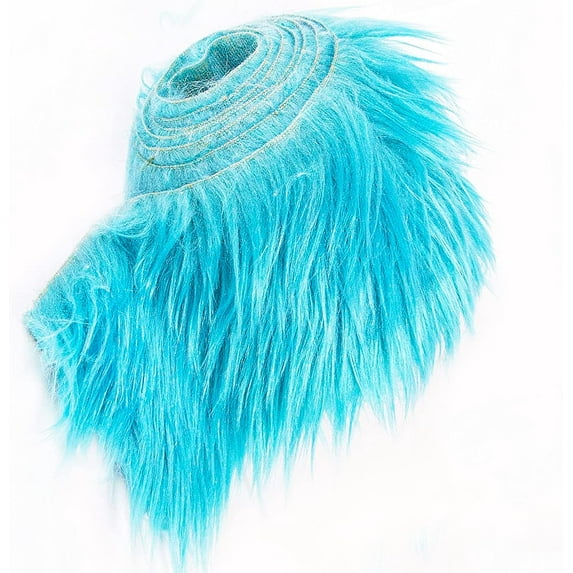Eovea - Precut Faux Fur Strip - Shaggy Fur Fabric Trim Roll - 4" X 60" Inches -Hobby, Costume, DIY, Craft,Tail, Collar,Ribbon,Long Pile,Fluffy(4"X60", Dk Turquoise)