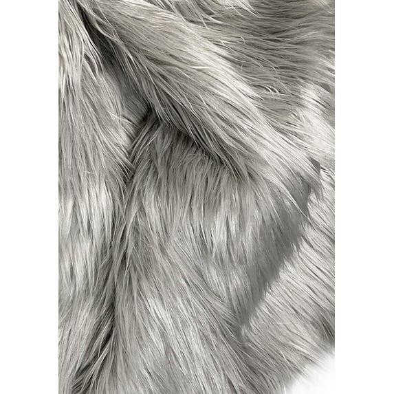 Eovea - Shaggy Faux Fur Fabric - 10"X10" Square Patch - DIY Craft Supply, Hobby, Costume, Decoration (10"X10", Silver)