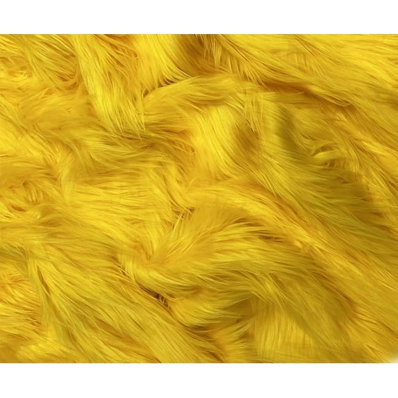 Eovea - Shaggy Faux Fur Fabric - 15"X15" Inches - Square- DIY Craft Supply, Hobby, Costume, Decoration (15"X15", Yellow)