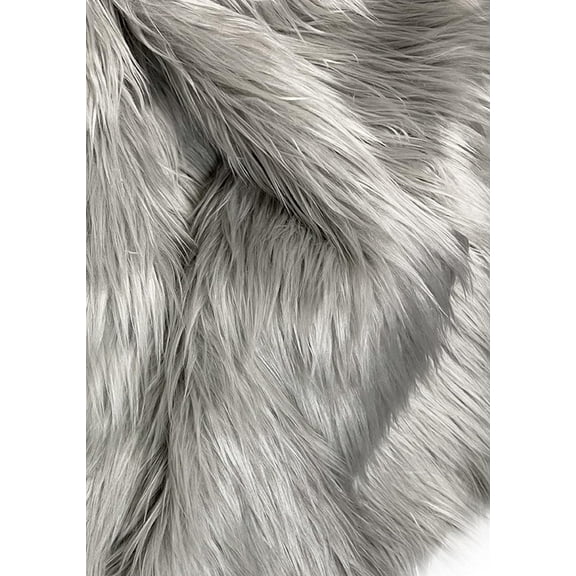 Eovea - Shaggy Faux Fur Fabric - 15"X15" Square Patch - DIY Craft Supply, Hobby, Costume, Decoration (15"X15", Silver)