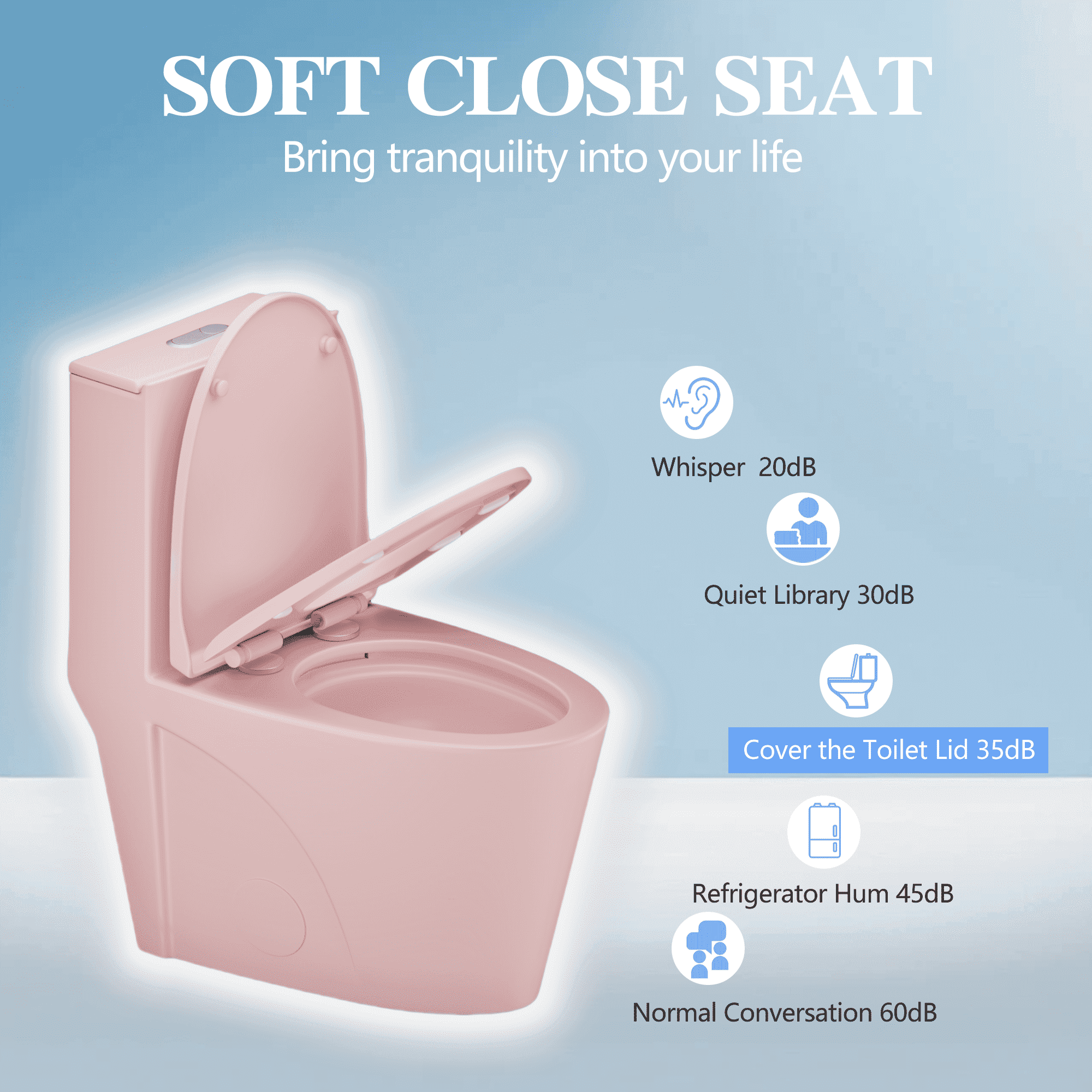 Pink Elongated Free Standing Dual Flush Toilet with Seat