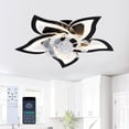 thumbnail image 1 of Eowynic 5-Leaf Flower Design Black Bohemian Integrated LED Flush Bladeless Ceiling Fans with APP and Remote Control, 1 of 12