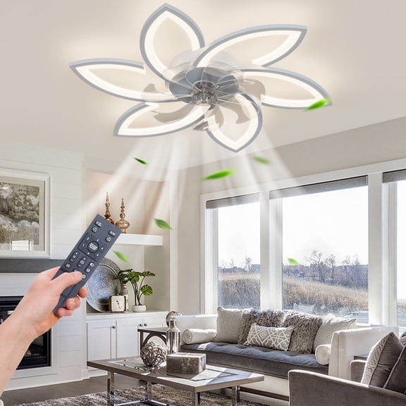 Eowynic 31-Inch Modern Flush Mount Ceiling Fans with Lights, APP/Remote Control, DC Motor, 6 Speeds, White