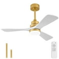 thumbnail image 1 of Eowynic 42 inch Gold and White Modern Dimmable LED Ceiling Fan with Remote Control, Reversible DC Motor, 3 Solid Wood Blades, 1 of 8