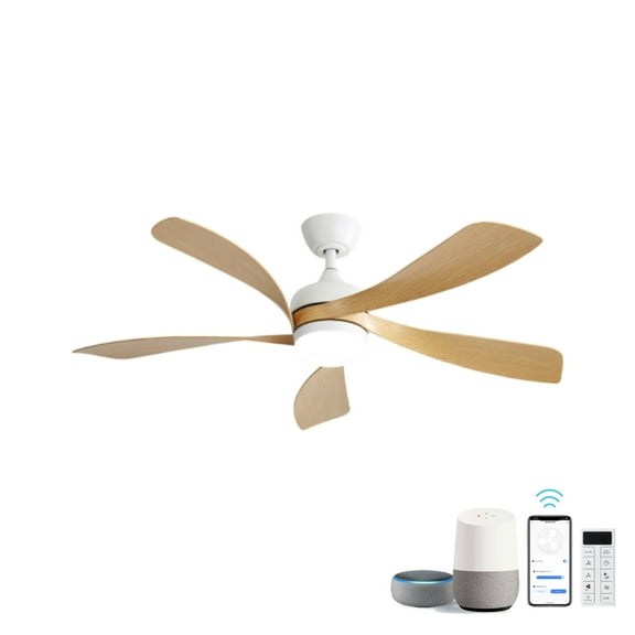 Eowynic 45 Inch 5-Blade Smart Ceiling Fans with Led Lights Alexa/APP/Remote Control, Reversible DC Motor, 3 Downrods, Timer