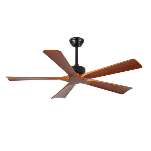 Eowynic 60 Inch Modern Black Ceiling Fans with No Light Remote Control, 5 Wood Blades, Reversible DC Motor, 6-Speed,3 Downrods, Indoor Outdoor Ceiling Fan without Light for Patios
