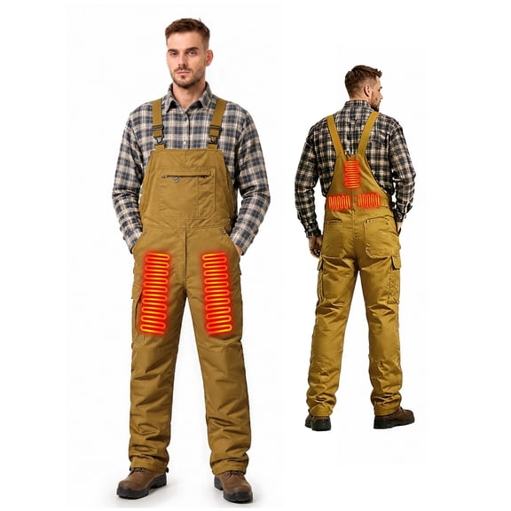 Eoyekli Men's Heated Work Bibs with 20000mAh Battery, Waterproof Insulated Overalls Multi-Pocket Winter Utility Pants
