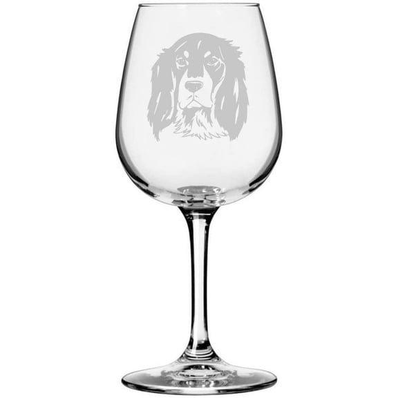 Epagneul Bleu de Picardie Blue Picardy Spaniel Dog Themed Etched 12.75oz Libbey Wine Glass