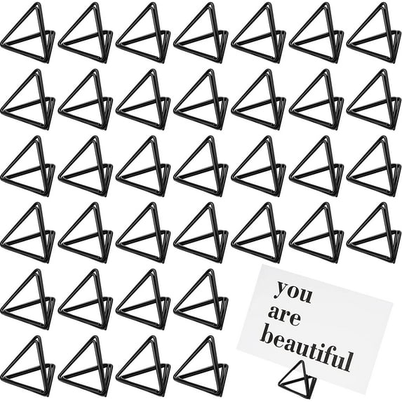 Epakh 100 Pcs Place Card Holder for Table Card Holders for Wedding Triangle Shape Table Number Picture Clips Stand for Centerpiece Anniversary Party(Black)