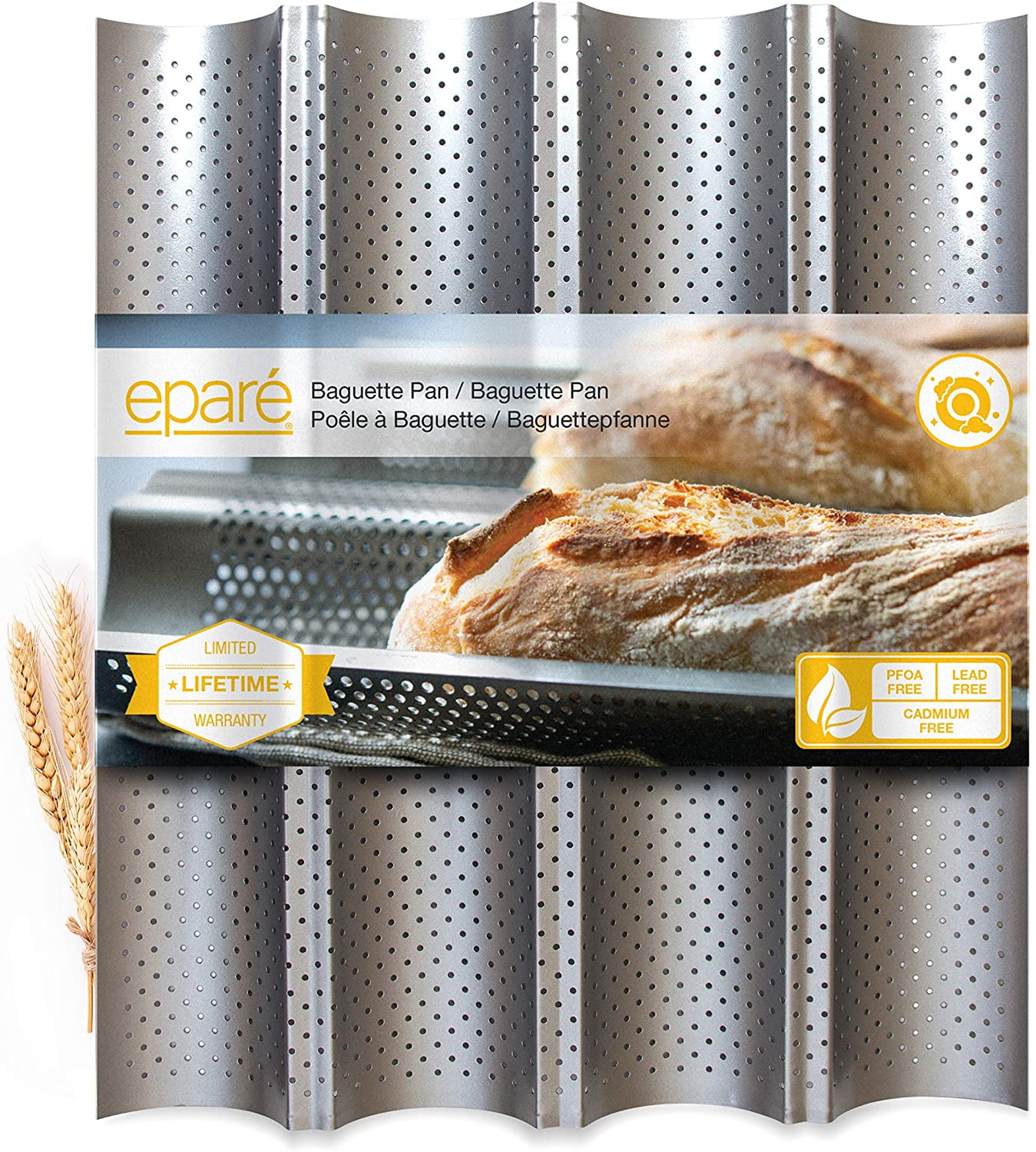 Epare Baguette Pan Non Stick Tray For French Italian Bread Baking Perforated Loaf Mold Pans Sourdough Proof Rack