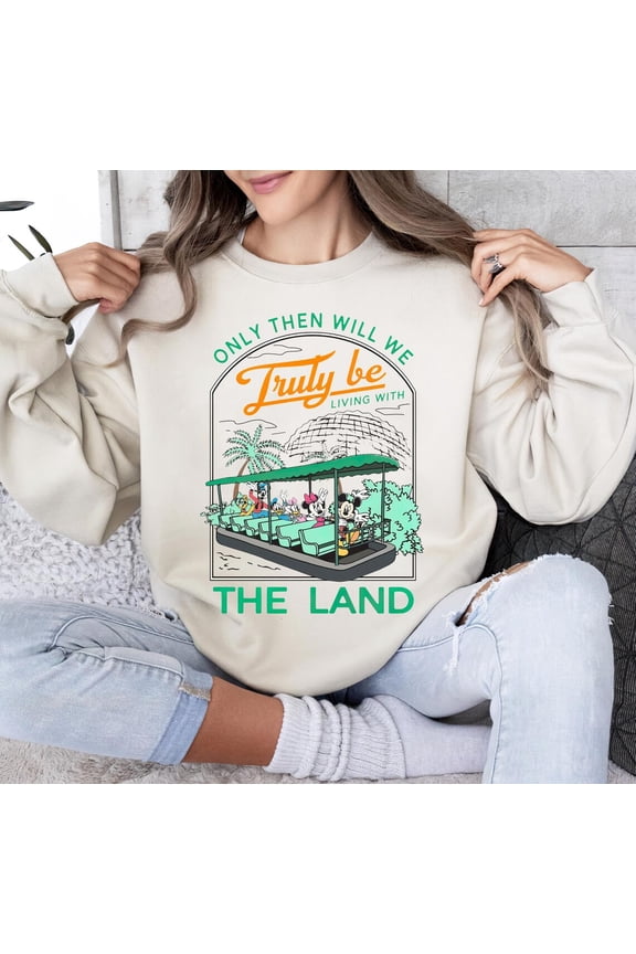 Epcot Disney Theme Park Shirt, Mickey And Friends Living With The Land Sweatshirt, Birthday Gift, Disneyland Family Trip, Sand Color, Size M