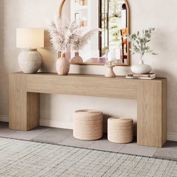 Epecoya 86-Inch Oak Console Table for Living Room, Farmhouse Extra Long Entryway Table, Wood Sofa Table Behind Couch for Hallway, Entry Way, Entrance, Light Oak
