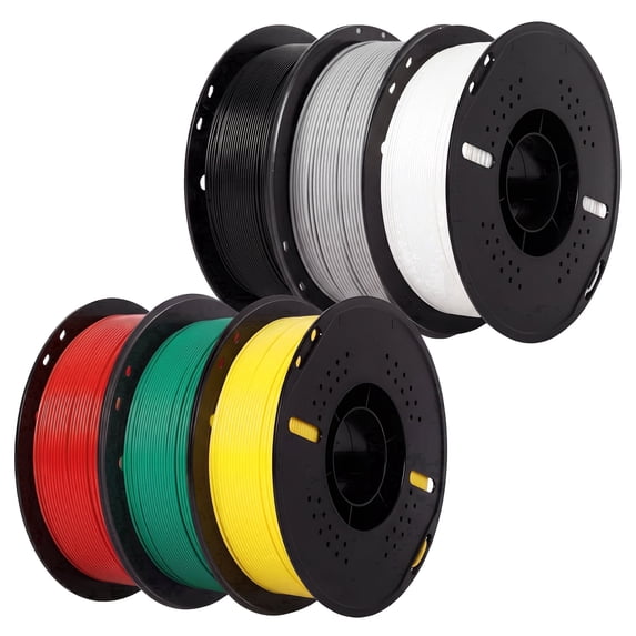 Epelay 6kg PLA+ 3D Printer Filament Bundle 1.75mm, Black, White, Gray, Red, Green & Yellow, Compatible with Most FDM 3D Printers