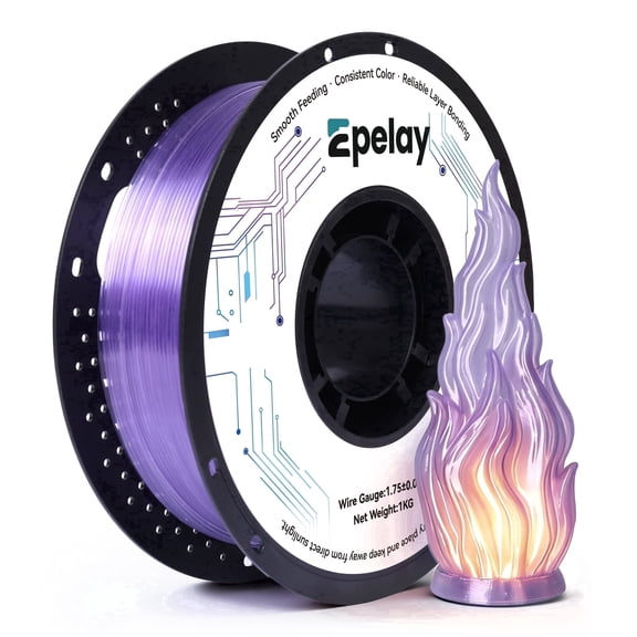 Epelay PETG 3D Printer Filament, Clear Purple, 1.75mm, 1kg Spool, Compatible with Most FDM Printers