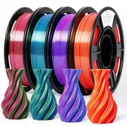 Epelay PLA 3D Printer Filament, 1.75mm, Dual Color Shiny Rainbow Series, 4 x 250g Bundle, Compatible with FDM Printers