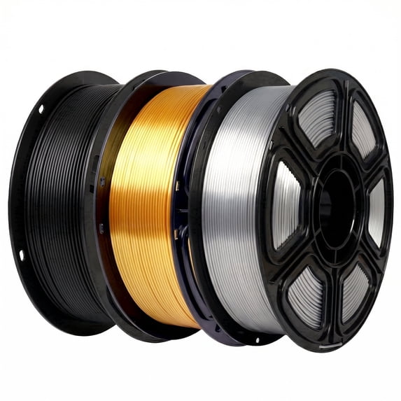 Epelay PLA Plus 3D Printer Filament, 1.75mm, 3 x 1kg Spools, Black, Silk Gold & Silk Silver, Compatible with Most FDM Printers
