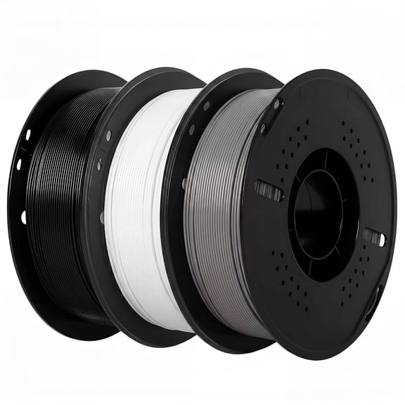 Epelay PLA Plus 3D Printer Filament, 1.75mm, 3 x 1kg Spools, Black, White & Gray, Compatible with Most FDM Printers