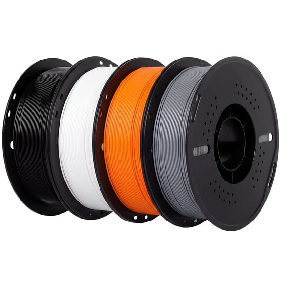 Epelay PLA Plus 3D Printer Filament, 1.75mm, 4 x 1kg Spools, Black, White, Orange & Gray, Compatible with Most FDM Printers