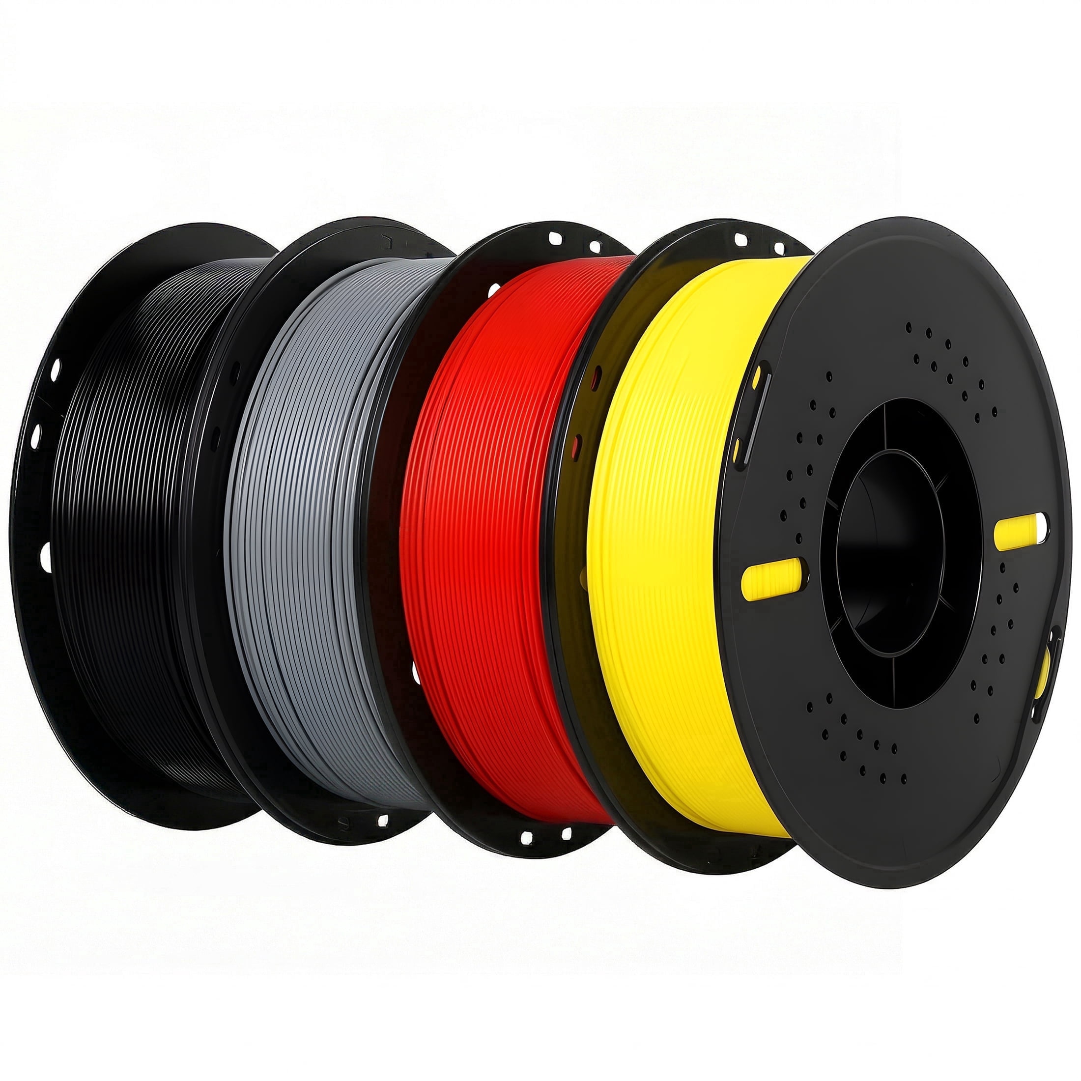 Epelay PLA Plus 3D Printer Filament, 1.75mm, 4 x 1kg Spools, Black, Gray, Red & Yellow, Compatible with Most FDM Printers