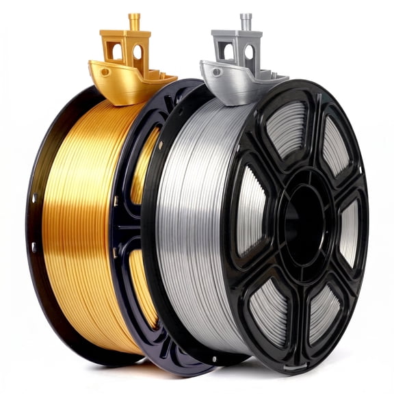 Epelay PLA Plus 3D Printer Filament, 1.75mm, 2kg Bundle, Silk Gold & Silk Silver, Compatible with FDM Printers
