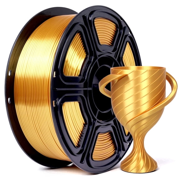 Epelay Silk PLA Plus 3D Printer Filament 1.75mm, Shiny Gold Finish, 1kg Spool, Strong Layer Adhesion, Smooth & Glossy Prints, Fits Most FDM Printers