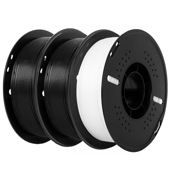 Epelay PLA Plus 3D Printer Filaments, 2 Pack Black and 1 Pack White