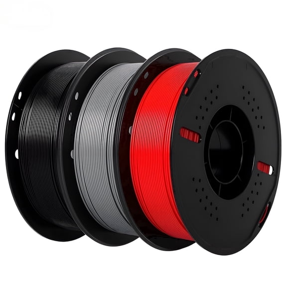 Epelay PLA Plus 3D Printer Filament, 1.75mm, 3 x 1kg Spools, Black, Gray & Red, Compatible with Most FDM Printers