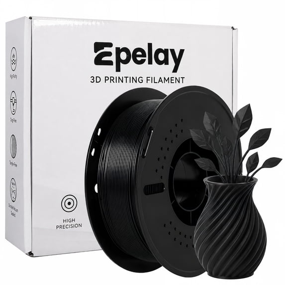 Epelay PLA Plus 3D Printer Filament, 1.75mm, 1kg Spool, Black, Compatible with Most FDM Printers
