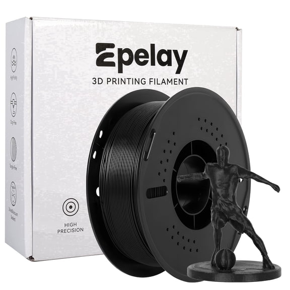 Epelay PLA Plus 3D Printer Filament, 1.75mm, 1kg Spool, Black, Compatible with Most FDM Printers