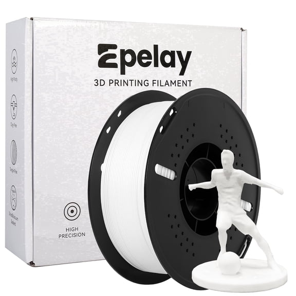 Epelay PLA Plus 3D Printer Filament, 1.75mm, 1kg Spool, White, Compatible with Most FDM Printers