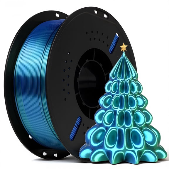 Epelay Silk PLA 3D Printer Filament, 1.75mm, 1kg Spool, Dual Color Blue & Green, Compatible with Most FDM Printers