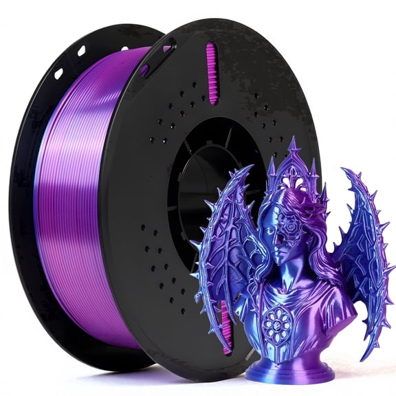 Epelay Silk PLA 3D Printer Filament, 1.75mm, 1kg Spool, Dual Color Blue & Purple, Compatible with Most FDM Printers