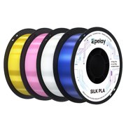 Epelay Silk PLA Plus 3D Printer Filament, 1.75mm, 4kg Bundle, Pink & White & Yellow & Blue, Compatible with FDM Printers