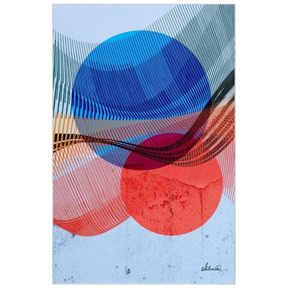 Ephemeral Sunset Washable Circles Art Area Rug size 5'x8'