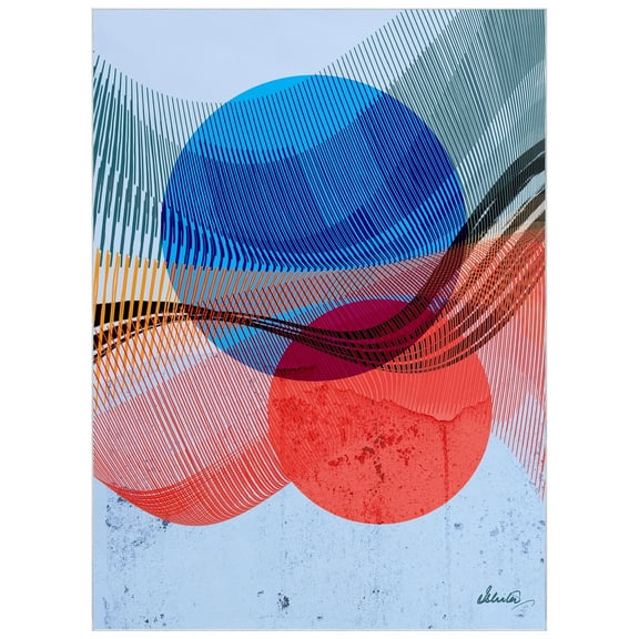 Ephemeral Sunset Washable Cirlces Art Area Rug size 8'x10', Power-loomed, Heavenly Softness with Non-Slipping Backing