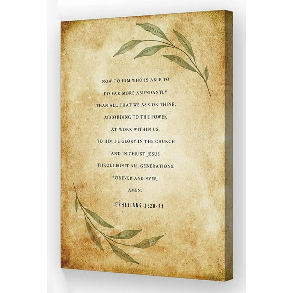 Ephesians 3 20-21 Bible Verse Canvas Wall Art Vintage Scripture Posters Religious Quote Wall Decor Bedroom Artwork for Kitchen Picture Prints