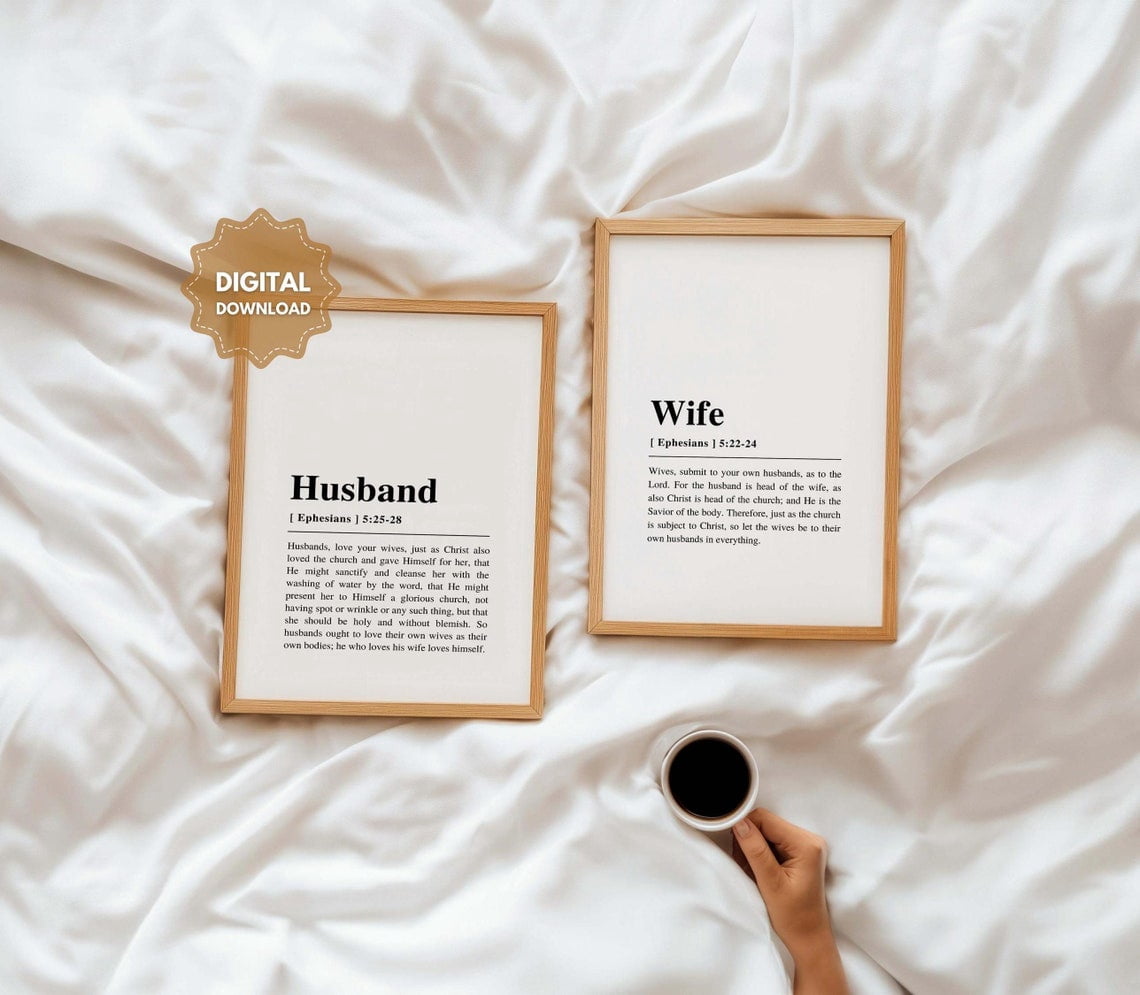 Ephesians 5:22-28 Bible Verse Print Husband and Wife Marriage Wall Art ...