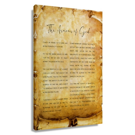 Ephesians 6 10-18 Armor Of God Wall Art Bible Verse Poster Prints Wall For Living Room Canvas Pictures Framed 16×24 in