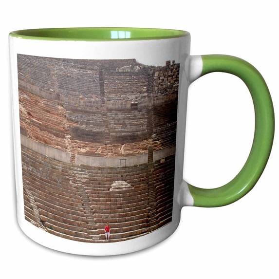 3drose, Ephesus Theatre - Archaeology, Ampitheater, Ephesus, Roman Ruins, Ruins, Seating, 11oz Two-tone Green Mug