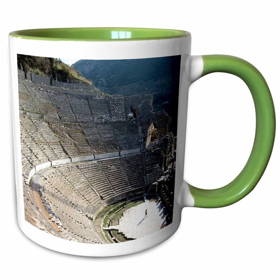 3drose, Ephesus Theatre - Bouleuterion, Ephesus, Theatre, Stage, Travel, History, Ancient, Turkey, 11oz Two-tone Green Mug