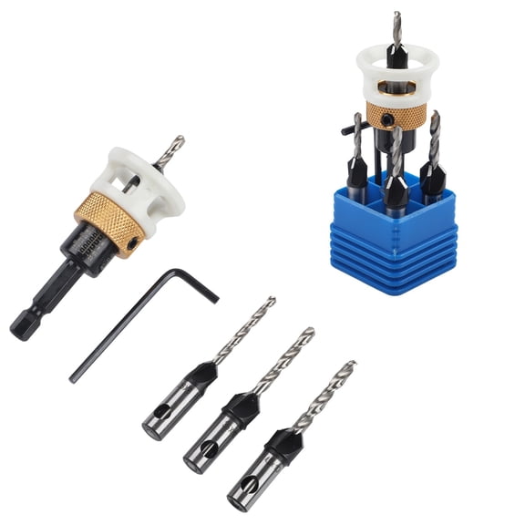 EpheyFIF 1 Set Adjustable Countersink Drill Bits with Depth Stop Hex Shank for Wood Drilling Woodworking Tools Accessories
