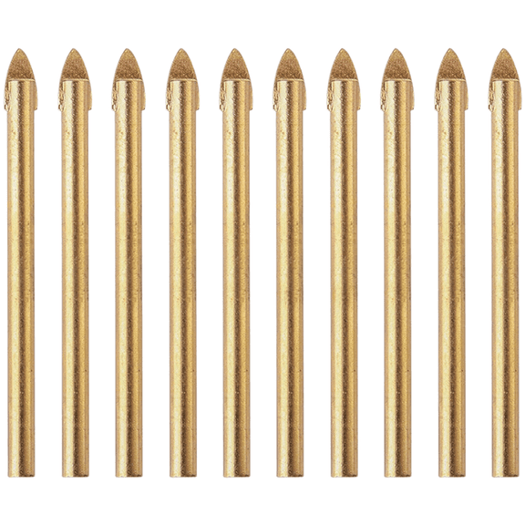 EpheyFIF 10Pcs/Set 6mm Glass Drill Bit Glass Hole Opener Alloy Triangular Drill Bits for Drilling Bathroom Tiles Mirrors Gold