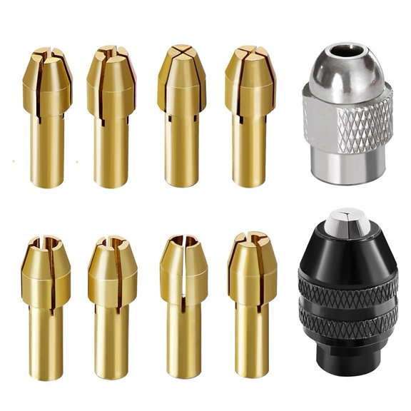 EpheyFIF 10Pcs/Set Drill Chuck Collet Set Quick Rotating Nut Drill Bit Chuck for Cutting Machine Rotary Tools Accessories