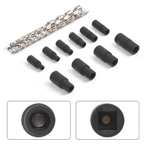 EpheyFIF 10Pcs Tap Socket Set Tap Head Return Sleeve Square Hole Wrench Tool Pneumatic Wrench Tapping Taper Sleeve Socket Power Tool