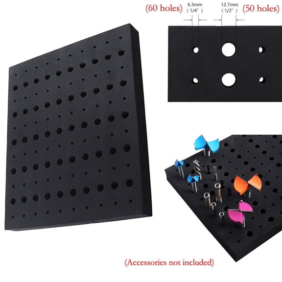 EpheyFIF 110 Holes Router Bit Storage Drill Organizer Tray for 1/4 1/2 Shank Router Bits Caja De Herramientas Caixa De Ferramentas
