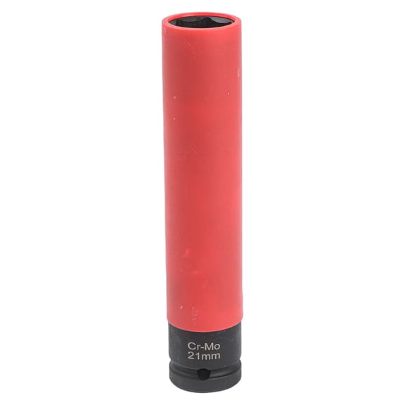 EpheyFIF 1Pc Extra Long Lug Nut Socket 1/2Inch Square Thin Wall Deep Socket 6 Point Protective Sleeve Wheel Nut Socket Tool 21mm